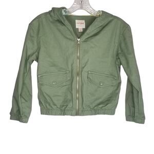 Cat & Jack Girl's Cropped Hooded Utility Jacket, Green Size M(7-8)
